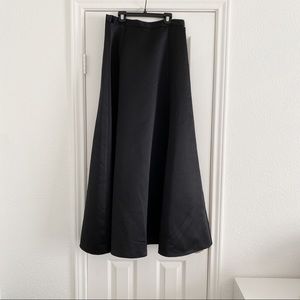 Vintage black satin maxi ball gown skirt
